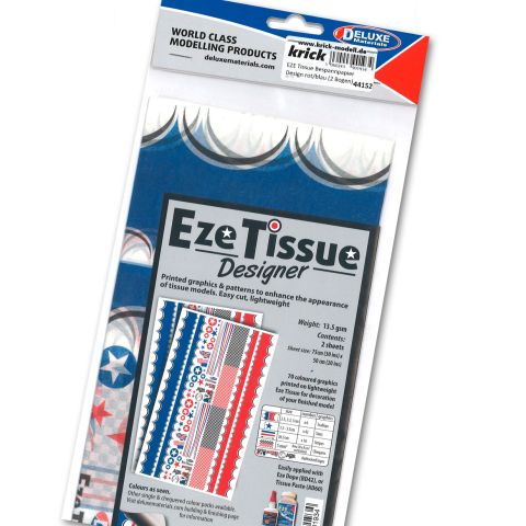 EZE Tissue Bespannpapier Design rot/blau (2 Bogen)