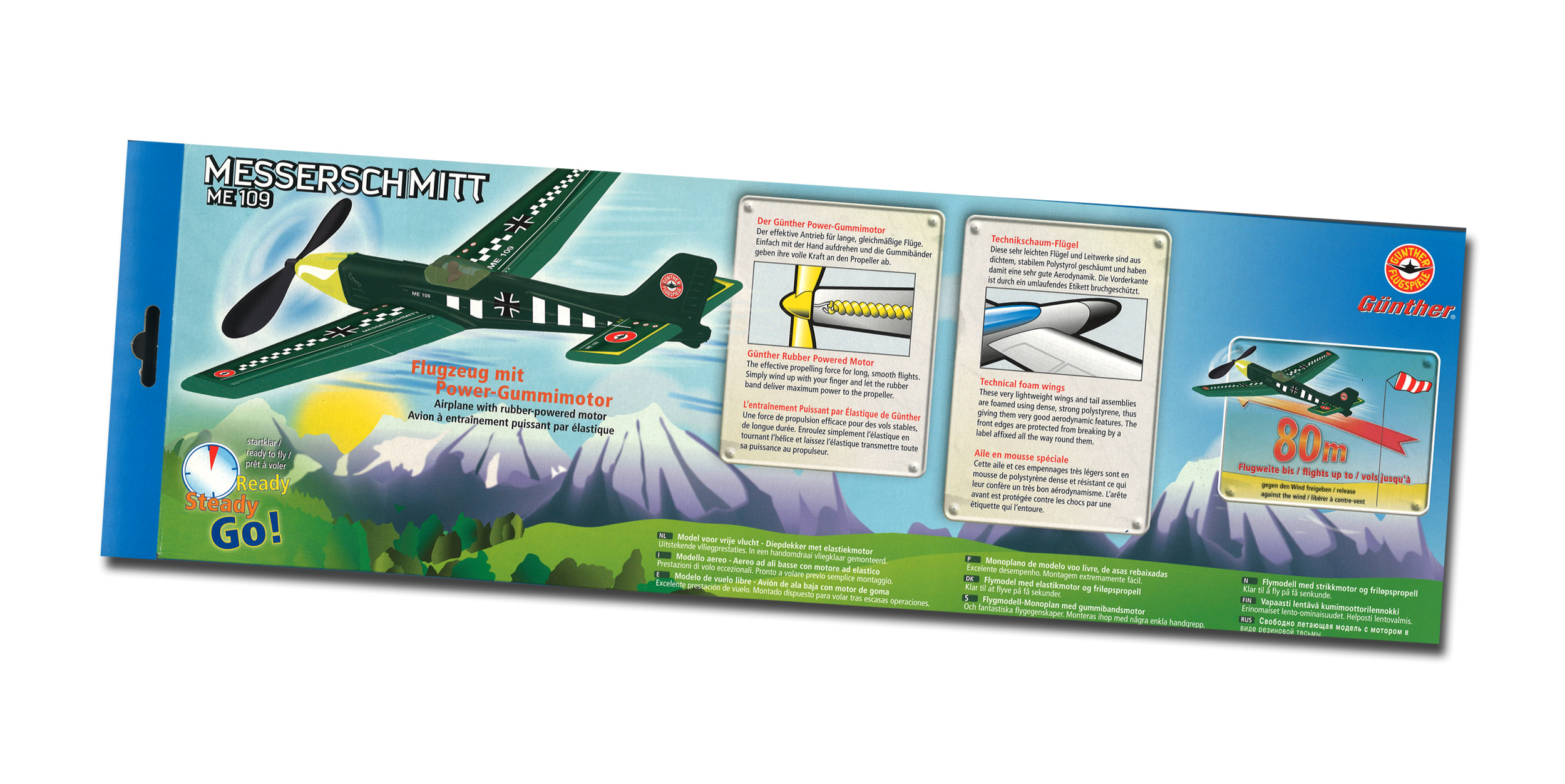 Avion Messerschmitt ME109 Günther Flugspiele - Moteur à élastique - Allemagne 2009