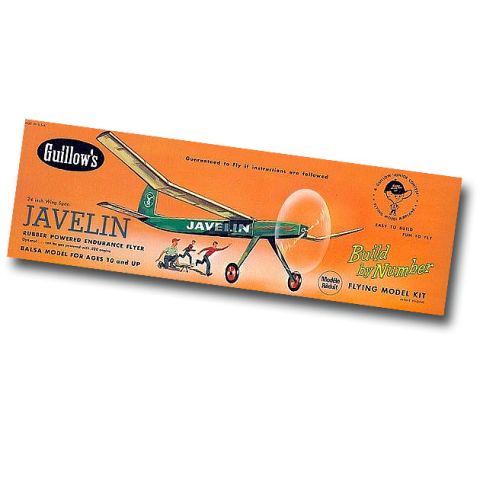 Javelin Modellflugzeug mit Gummimotor Balsabausatz für Einsteiger