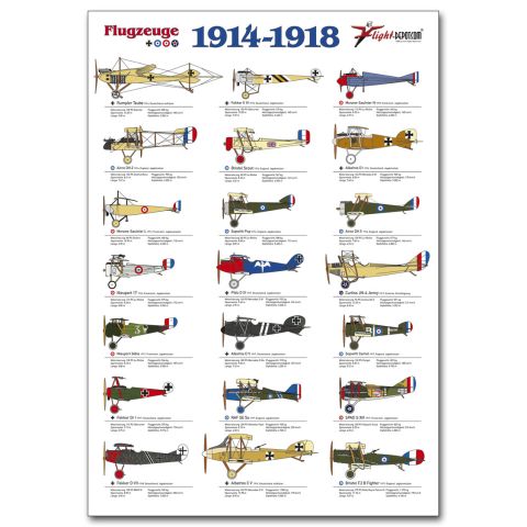 Poster Flugzeuge WKI 1914-1918 - 50 x 70 cm