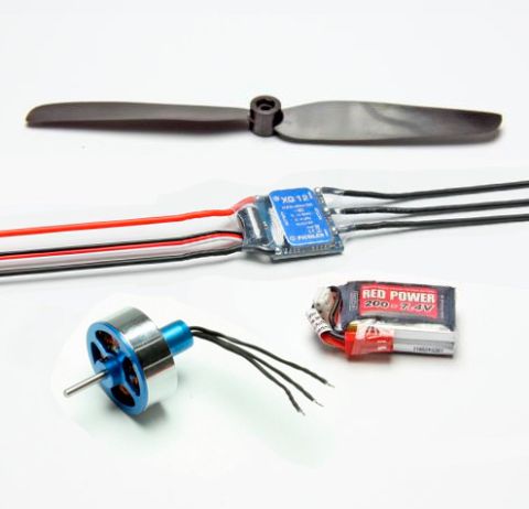 Brushless Antriebsset Nano 15g für Pichler Elektromotoren mit Motor, Regler, Propeller und Akku. Ideal für den Einsatz in Modellflugzeugen.