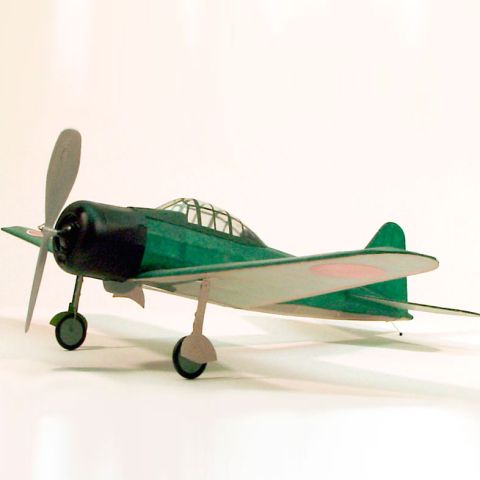 Modellflugzeug aus Balsaholz mit Papierbespannung, Mitsubishi Zero von Dumas