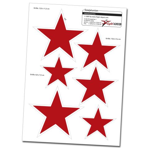 Nassschiebebogen, Decal - Motiv Hoheitszeichen Sowjetunion, rot, weiß umrandet