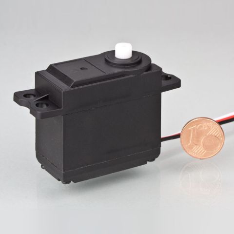 Krick Standardservo 4804A für Modellbau und RC-Anwendungen neben einer 1-Cent-Münze, auf hellem Hintergrund.